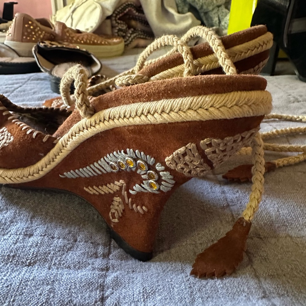jeweled wrap sandals.- gently worn